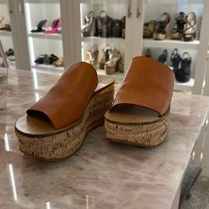 Chloe Leather Cork Wedges